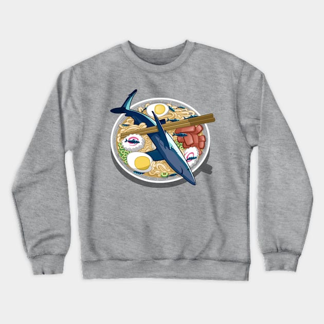 Ramen shark Crewneck Sweatshirt by albertocubatas